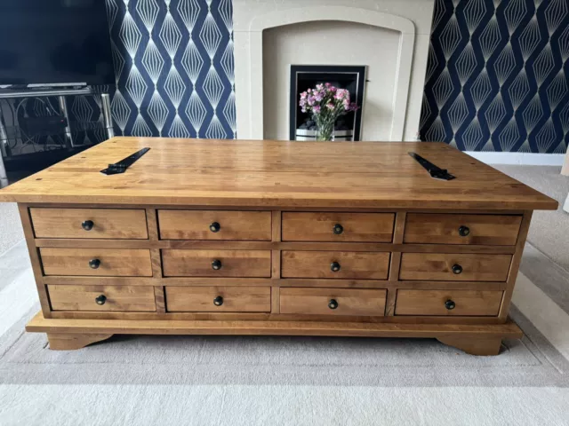 Laura Ashley Garrat 12 Drawer Coffee Table, Honey Gold Colour (Excellent Cond)