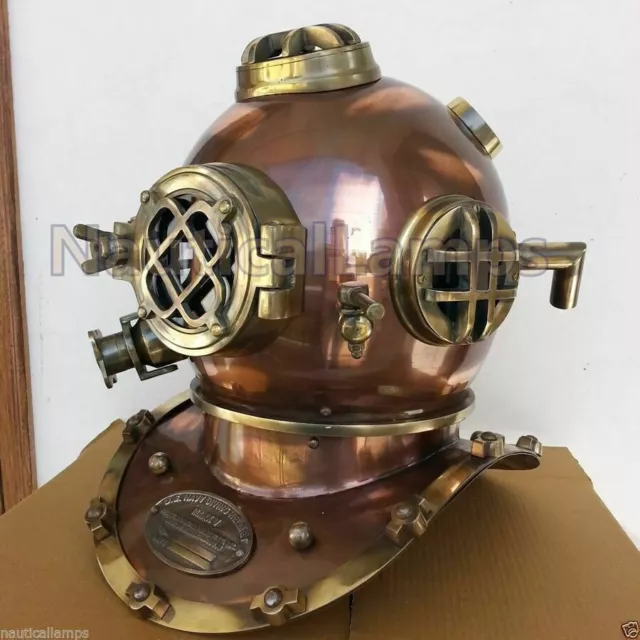 Brass Steel Full Size Maritime Navy Mark V Antique Diving Divers Scuba Helmet