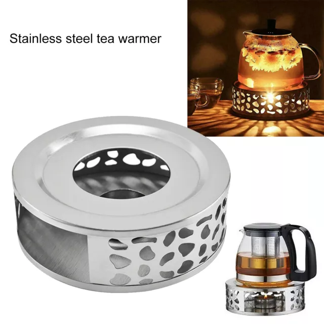 Round Teapot Warmer Stainless-Steel Candle Base Tea Pot Heat
