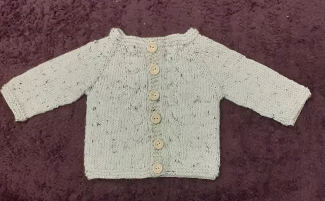 Hand knitted Baby Cardigan ~ Beige ~ 0-3 months