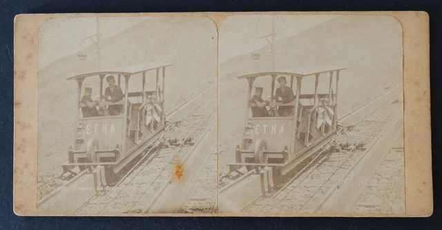 Tirage Argentique Vintage - Funiculaire Du Vésuve, Naples Italie - Circa 1900 - Format 9x9cm