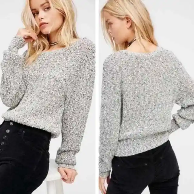 Free People Electric City Linen Blend Marled Pullover Sweater Size small