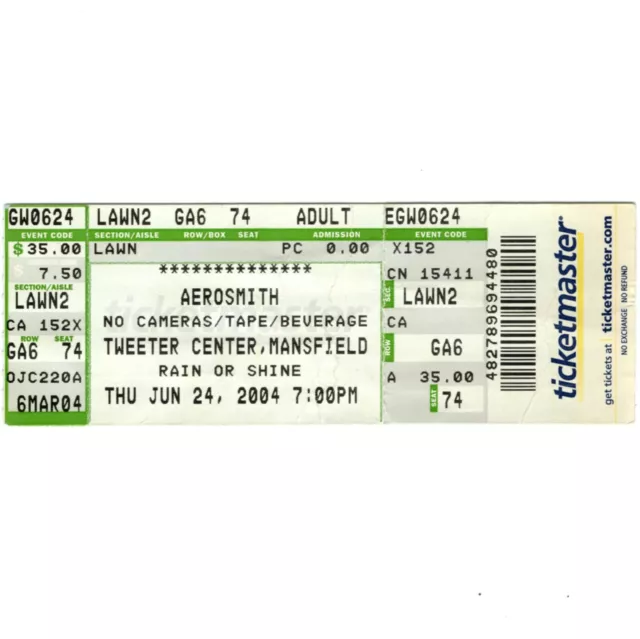 AEROSMITH & CHEAP TRICK Concert Ticket Stub MANSFIELD MA 6/24/04 TWEETER Rare