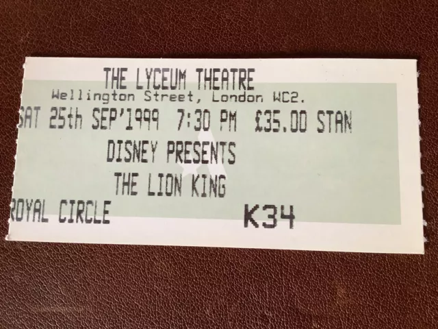 Disney’s The Lion King Ticket Stub
