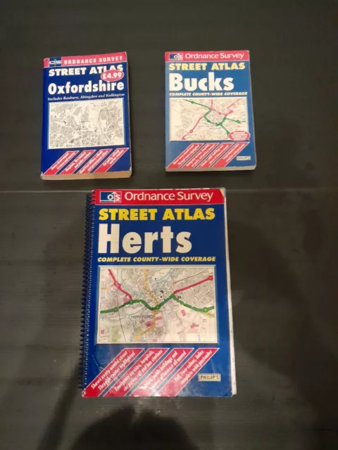 Ordnance Survey Street Atlas Maps Bundle/ Oxfordshire/ Bucks/ Herts