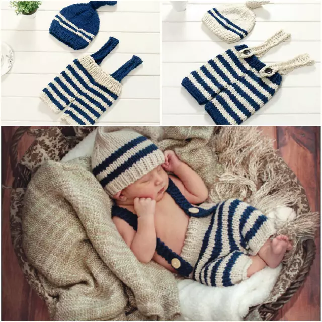 Newborn Baby Girl Boy Crochet Knit Costume Photo Photography Prop Hats Outfits