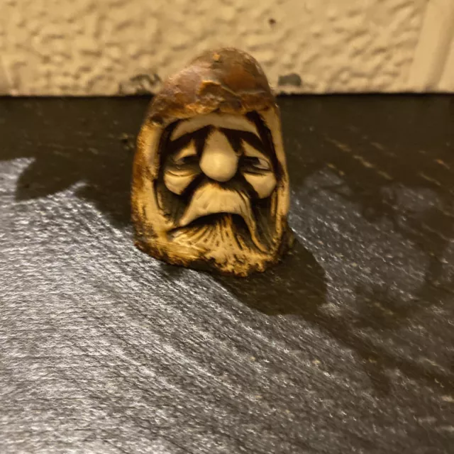 Vintage Folk Art Wood Carving Of Old Man Spirit Face