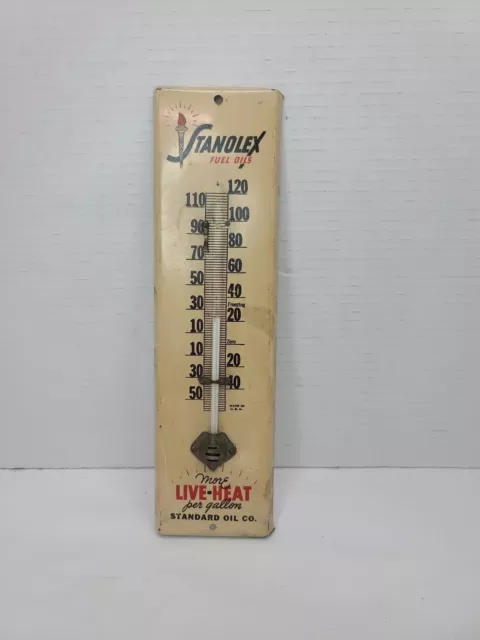 Asis Stanolex Fuel Oils Standard Oil Vintage Advertising Thermometer Sign USA