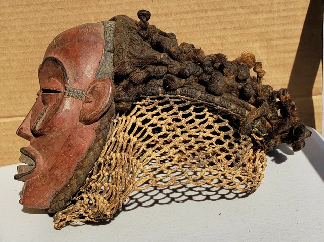 Old African Carved Mask Chokwe Kioko Bajokwe Angola Congo Vintage or Antique