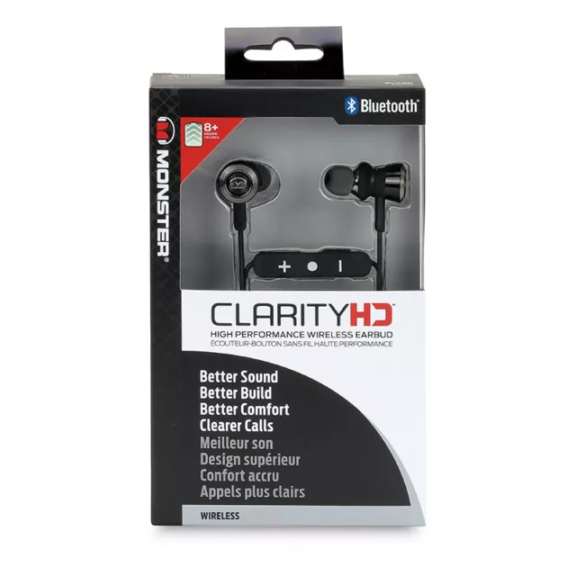 MONSTER CLARITY HD IN-EAR BLUETOOTH OHRHÖRER 3 Eartips Tasche,Micro-USB-Ladekabe