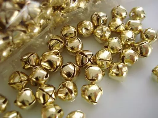 50 Small Craft 3/8" Jingle Bell 8mm Christmas/embellishment/ornament/bow M8-Gold