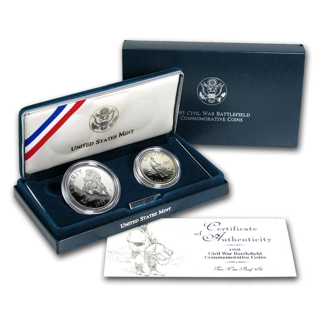 1995 2-Coin Civil War Battlefield Proof Set (w/Box & COA) - SKU #7143