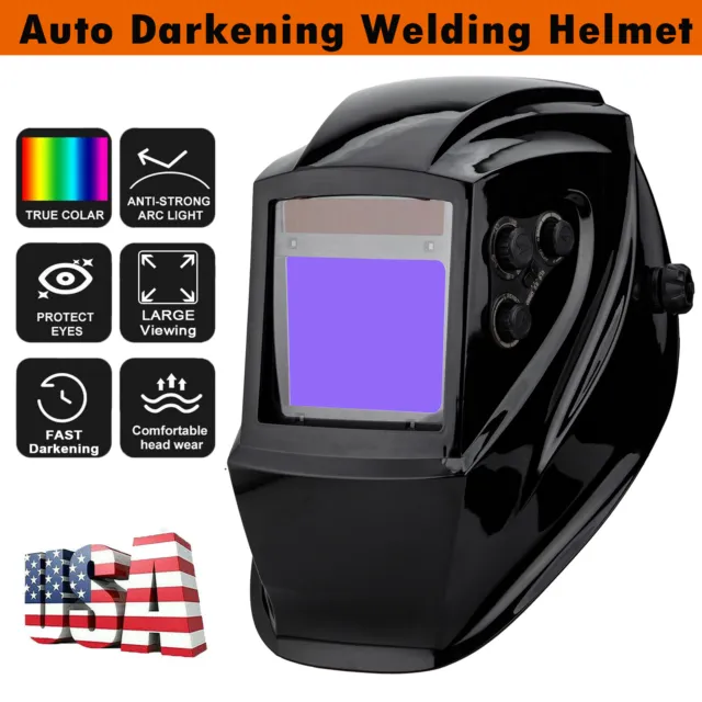US Large View Auto Darkening Welding Helmet Arc Tig Mig Grinding Welder Mask