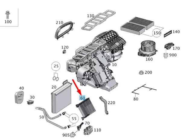 Neuf Mercedes-Benz Ml W166 Échangeur De Chaleur A / C Lhd A1668300261 Original