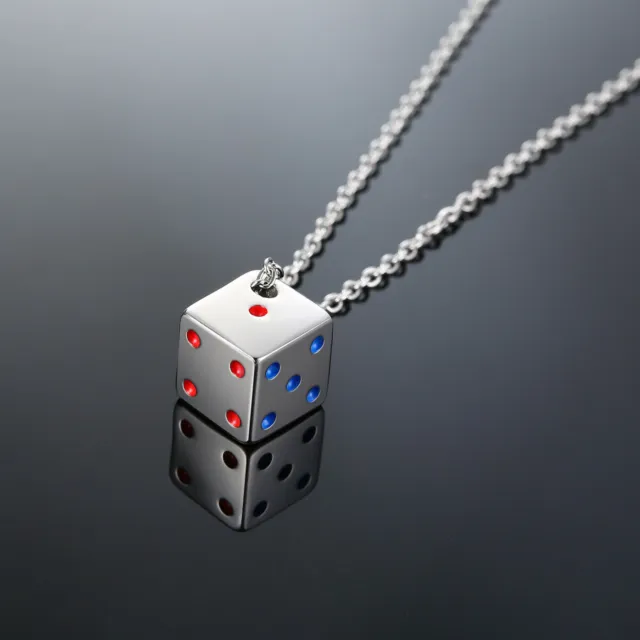 Men's Stainless Steel Dice Pendant Necklace 4