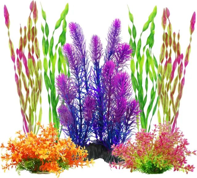 Artificial Aquarium Plants, Plastic Fish Tank Plants for Aquarium Decorations, P