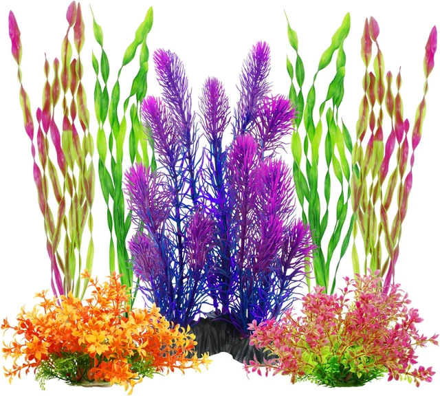 Artificial Aquarium Plants, Plastic Fish Tank Plants for Aquarium Decorations, P