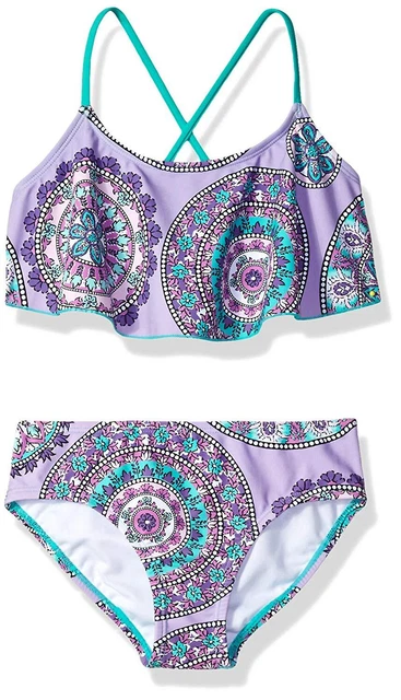Big Girls' Alania Flounce Bikini Beach Sport, Jasmine Purple, Size 14 h3kd