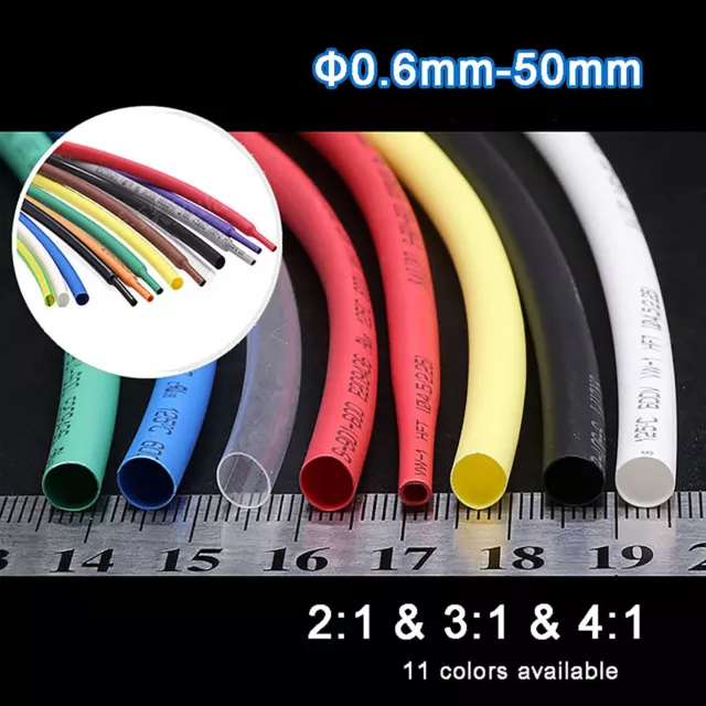 Heat Shrink Tube 0.6mm-50mm 2:1 & 3:1 & 4:1 Various Colours Heatshrink Sleeving