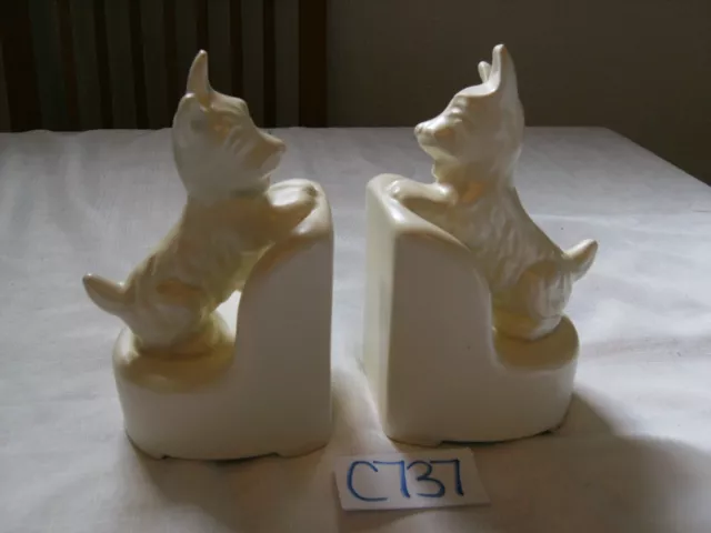 Rare Pair Of Beswick Pottery Scottie Dog Book Ends