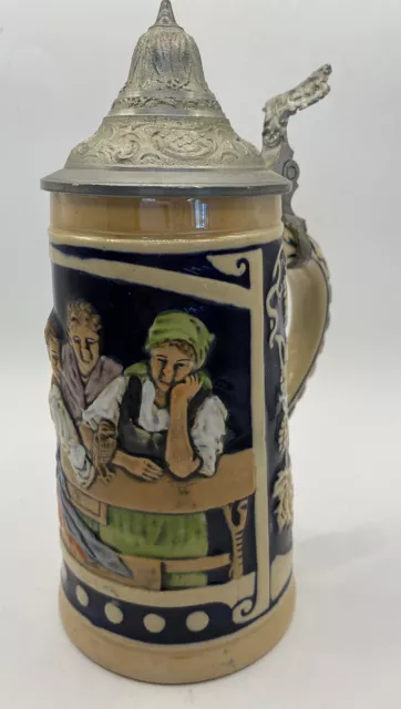 Vintage German Marzi & Remy Beer Stein with Pewter Flip Lid 18cm & 1/4L #2228