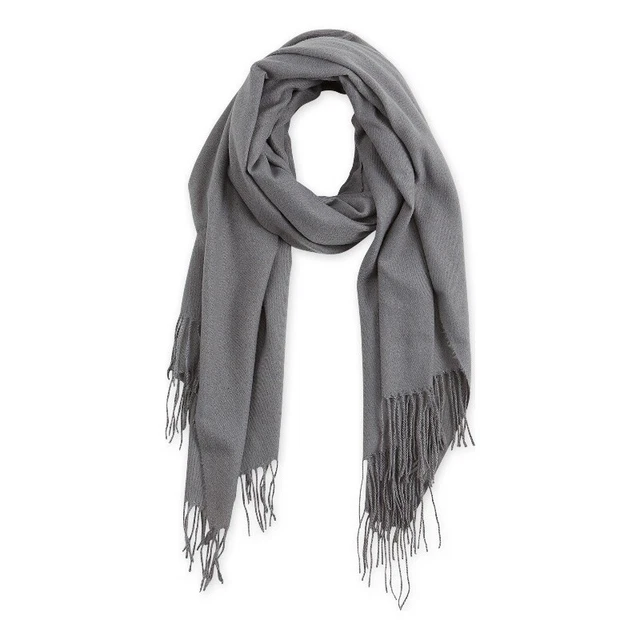 Solid Fringe Scarf - Gray 76x28.5