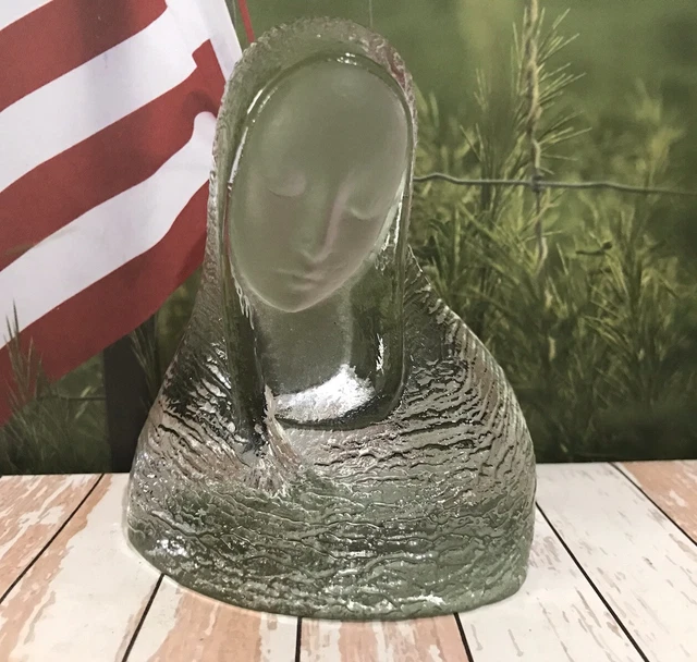 VIKING GLASS SCULPTURE Madonna Bust 5" Mary Solid Bust Figure Faith