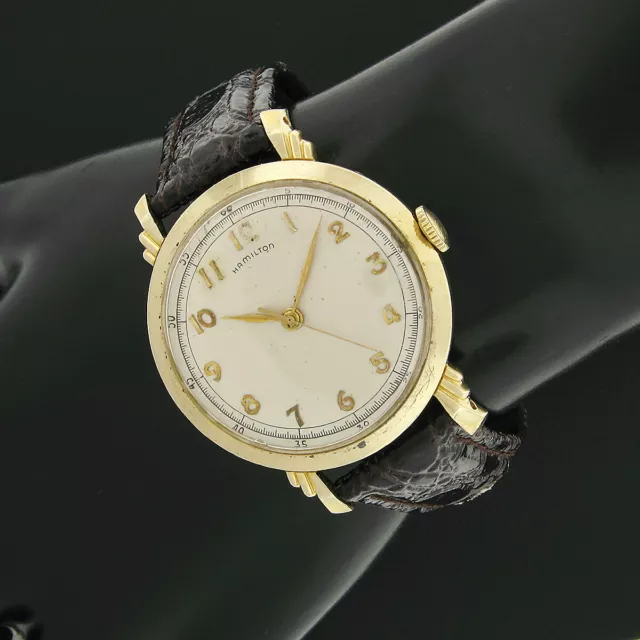 Montre-bracelet mécanique vintage homme or massif 14 carats Hamilton SEDGMAN 18j 748