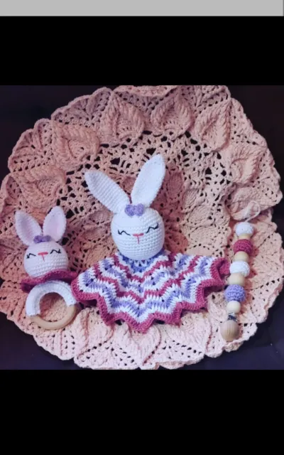 Baby Bunny Crochet Gift Set for Baby girls / baby shower / gender reveal