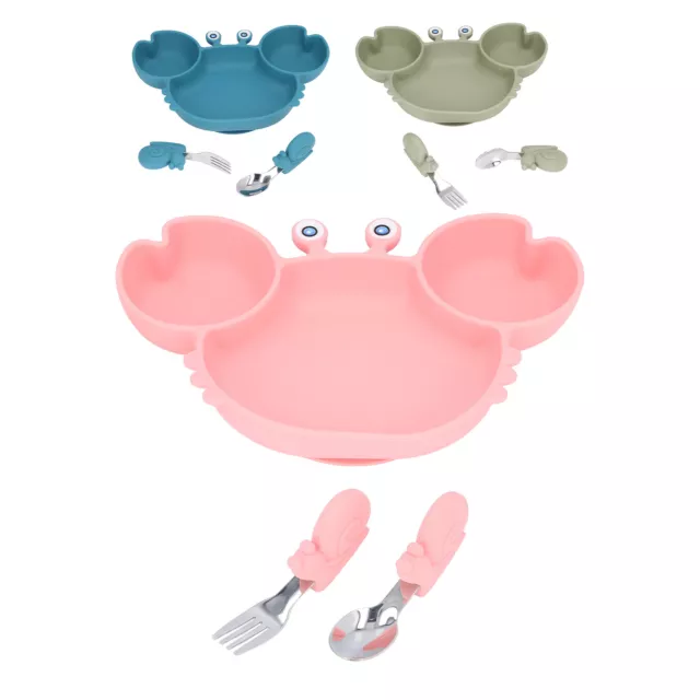 Infant Divided Plate Set Silicone Baby Suction Plate Anti Slip Baby Plate Set