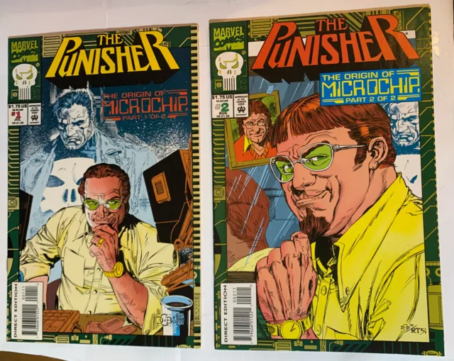 The Punisher: Origin Of Microchip Vol 1 #1 & 2 Marvel Comics 1993 Complete Run