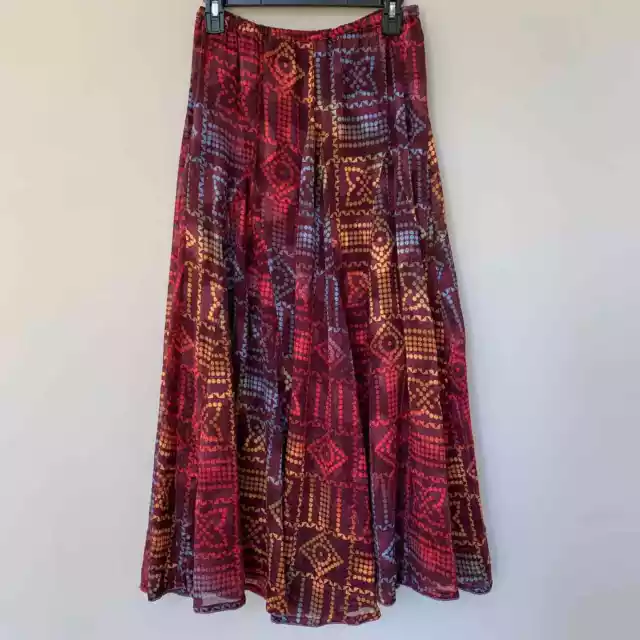 Anu boho multicolor maxi skirt rayon crepe fully lined small pocket size Medium