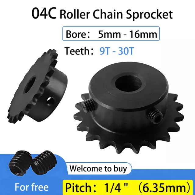 #25 Roller Chain Sprocket 04C Sprocket Wheel 9-30Teeth Bore 5-16mm Pitch 6.35mm