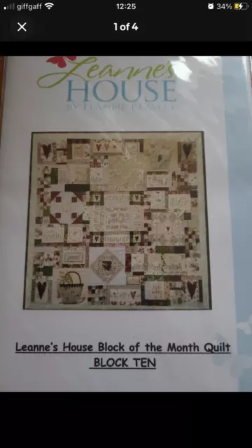 Edredón Leannes House de Leanne Beasley bloque del mes parte 10 patrón de papel
