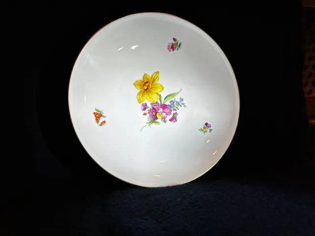 KPM Berlin 8.75" Hand Painted Floral with  Gold Trim Decorative Plate