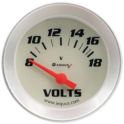 Equus 2.0 Dia Voltmeter Gauge Silver 8-18 Volts - E8268