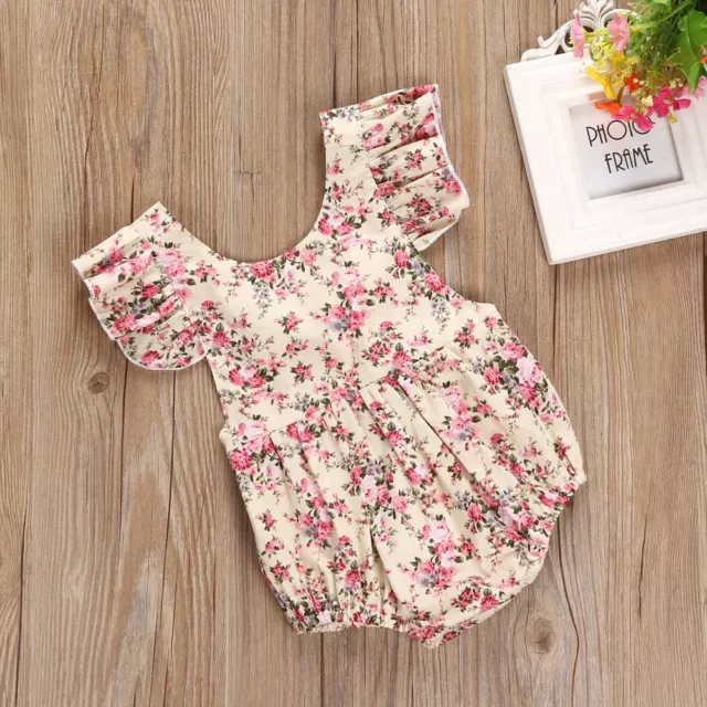 Newborn Infant Kid Baby Girl Floral Romper Jumpsuit Playsuit Bodysuit Outfit VTm 2