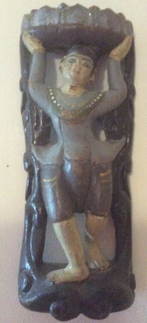 ANTIQUE Carved wood Buddha rounded sculpture BURMA Myanmar very FINE