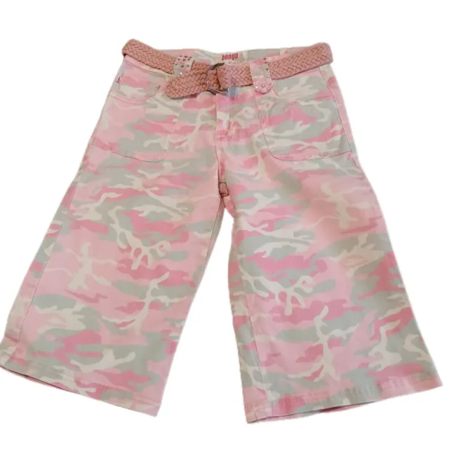 Pink Camo Shorts Bongo Pants Girls sz 14 Bongo Shorts Pink Camouflage Capri Belt
