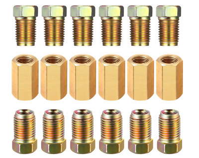 18 Piece 1/4 (7/16-24 Inverted) Brake Line Fittings & brass Unions