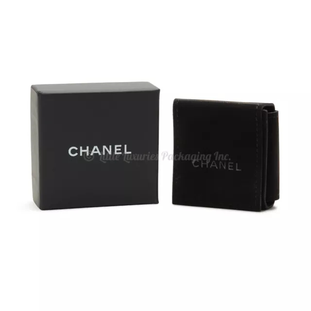Chanel Jewelry Box With Necklace Liner Camellia Flower Ribbon 7x7x1,8