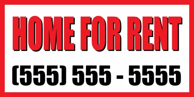 2'x4' HOME FOR RENT CUSTOM NUMBER Sign Vinyl Banner house condo apartment