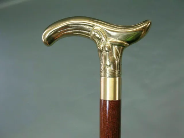 Designer Brass GOLDEN Head Handle Walking Stick Antique Style Wooden Cane Gift