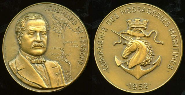 Airline Of Courier Maritime Medal Paquebot Ferdinand Lesseps 1952