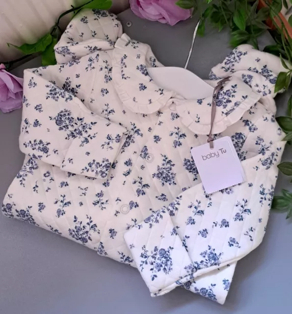 Baby Girl 0-3 Months BNWT TU Supersoft Pretty Quilted Sleepsuit