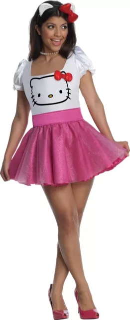 Hello Kitty Kostüm Karneval Fasching Kleid Katze Damen Pink XS - L