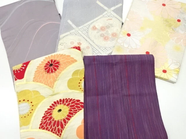 40911# Japanese Kimono / Antique Nagoya Obi / Set Of 5