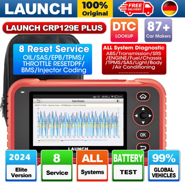 LAUNCH CRP129E Plus Auto KFZ OBD2 Diagnosegerät Profi ALLE SYSTEM DPF TPMS Reset