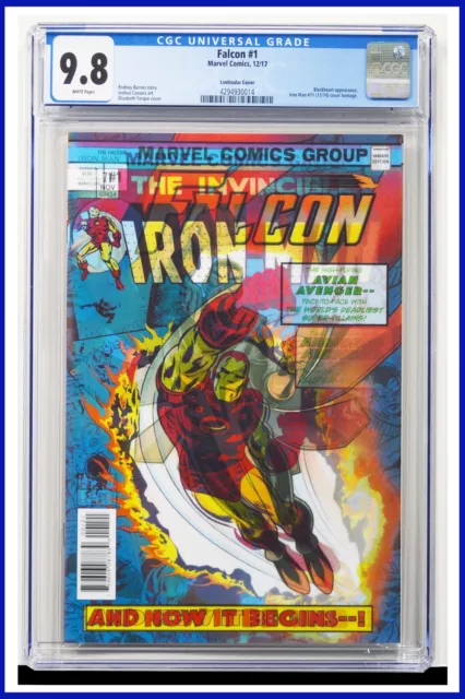 Falcon #1 CGC Graded 9.8 Marvel 2017 Lenticular Cover White Pages Comic Book.