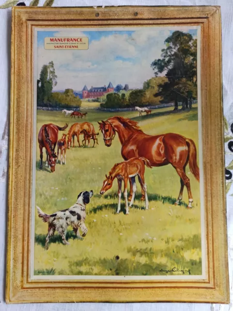 MANUFRANCE : Superbe affiche originale , chasse , gibier ... Thème Chevaux